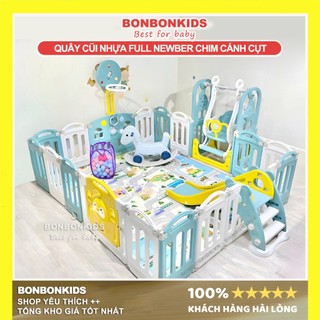 Combo Quây bóng cầu trượt liên hoàn Newber chim cánh cụt cao cấp - Quây cũi nhựa cho bé