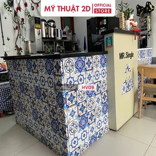 Decal dán quầy tủ kệ, dán bếp dán tường, màu xanh Blue_HV09