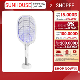  VỢT MUỖI THÔNG MINH 3IN1 SUNHOUSE SHE-PRO11.W - Đèn bắt muỗi tự động 10 giờ sử dụng 