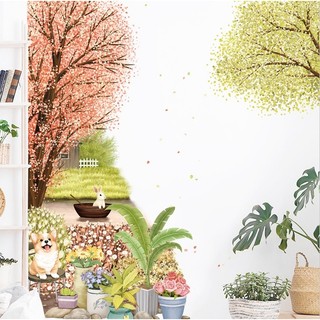 Decal dán tường hoa lá nhiệt đới