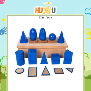Đồ chơi trẻ em giáo cụ Montessori hộp hình học kèm đế The Geometic Solid- bản tiêu chuẩn giúp bé phát. triển tư duy khối