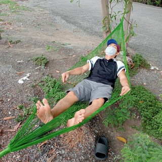 Kèm dây dù - võng đan thủ công sợi dây dù bóng đẹp dài 240cm - võng treo ngoài trời - võng lưới đi phượt