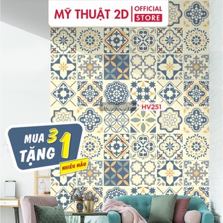 Decal gạch bông dán bếp dán tường màu Vintage tiles, kt 120x60cm/set, Mua 3 sét Tặng 1 sét