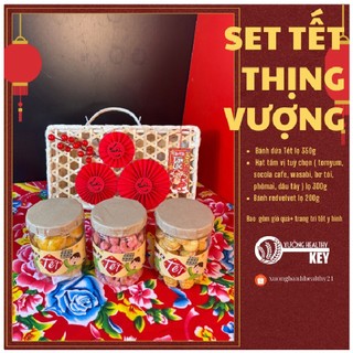 Giỏ quà tết thịnh vượng 2024 ít ngọt, set quà tặng người thân, bạn bè - healthy key