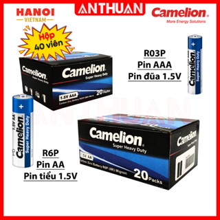 [Hộp 40 viên] Pin Tiểu AA 2A, Đũa AAA 3A Camelion Super Heavy Duty Battery 1.5V R6P R03P DATE MỚI