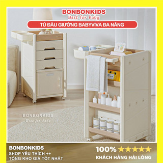 Tủ đầu giường babyviva đựng đồ cho mẹ và bé bằng nhựa nguyên sinh an toàn, cao cấp, Tủ sơ sinh