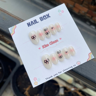 Nailbox thiết kế ombre thạch gạo nơ đen