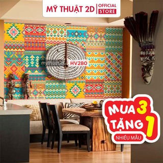 Decal gạch bông hoa văn thổ cẩm, dán bếp dán tường quầy bar_Mua 3 tặng 1_ kt 120x60cm/set