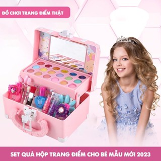   Ảnh thật  - Đồ chơi trang điểm cho bé gái màu hồng cao cấp - set quà hình hộp cho bé gái 