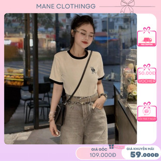 áo thun nữ baby tee , áo phông nữ tay ngắn thêu hình gấu 3 màu xinh , hàng QC hàng đẹp tăm lạnh freesize < 55kg _ Mane