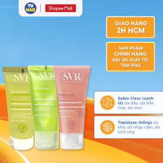 Gel rửa mặt SVR Sebiaclear/ Topialyse Gel Moussant làm sạch và loại bỏ tế bào da chết 55ml