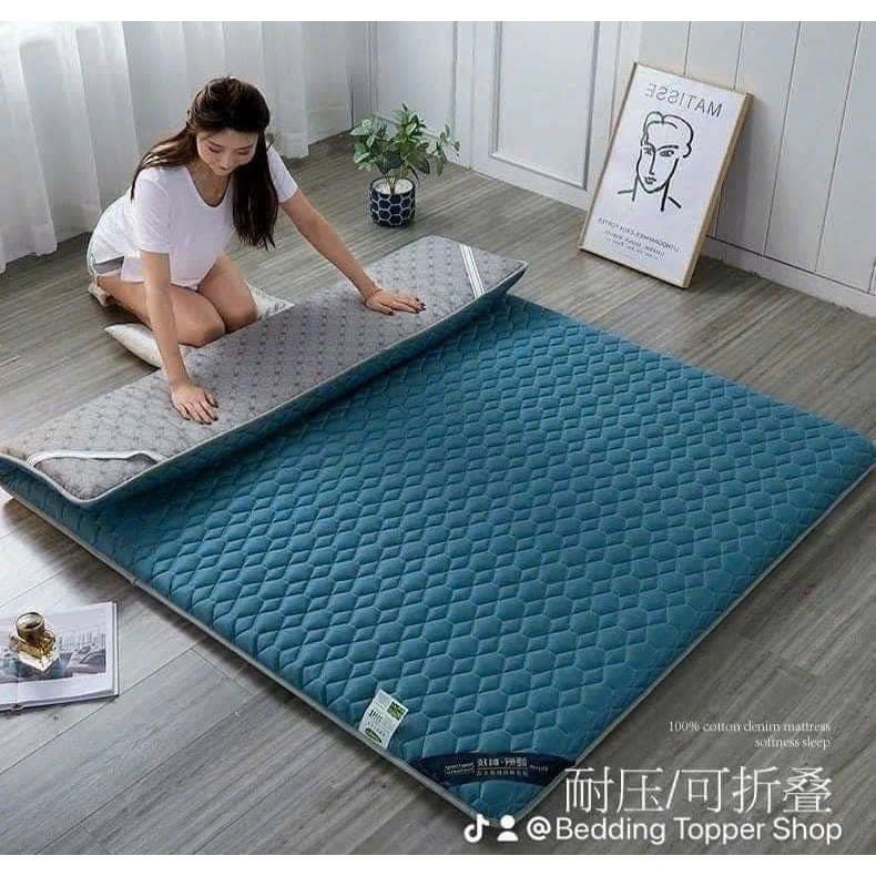  Đệm mỏng 4cm Topper nệm văn phòng gấp gọn tiện lợi - Nệm topper trải sàn trải giường đa năng - Dùng 4 mùa 