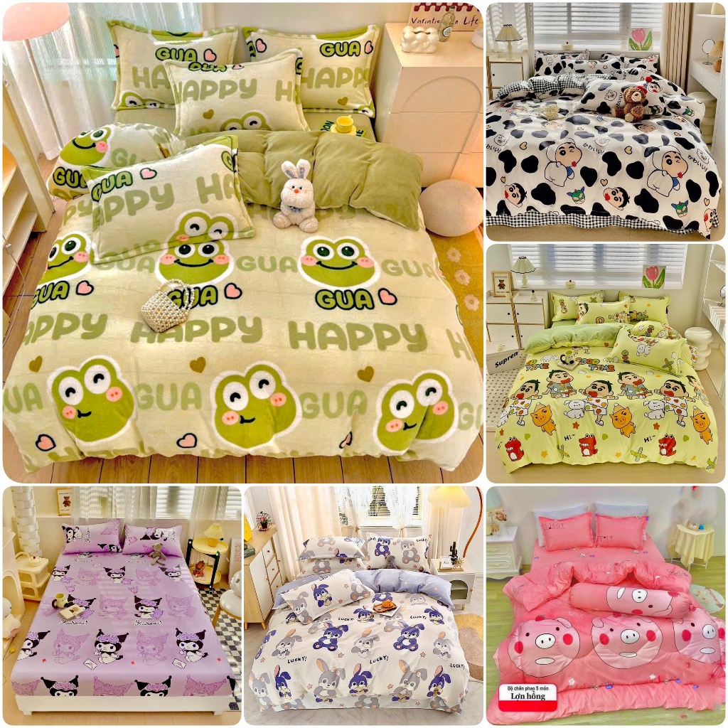 Sét Chăn Phao 5 món Cotton Poly Chăn Sẵn Ruột Bông Pollyester Trắng Tinh Khiết An Toàn cho Sức Khỏe