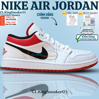 Giày Air_JD 1 Low White Gym Red(Trắng Gót Đỏ) Chính Hãng- Bản Cao Cấp Nhất | Fullbox - Kèm Dây Mới 100%