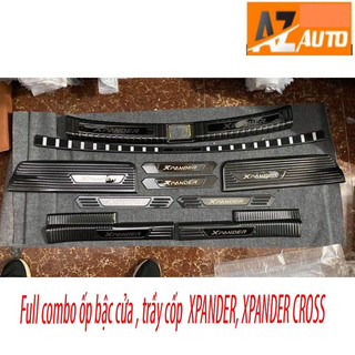 Ốp Bậc Cửa, Nẹp Bước Chân Xe Mitsubishi Xpander 2018-2024 Trong, Ngoài , chống trầy cốp trong ngoài Carbon