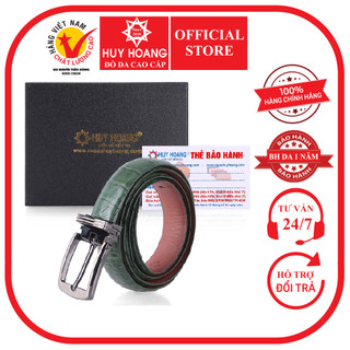 Thắt lưng nữ da cá sấu Huy Hoàng màu xanh navy HP5213
