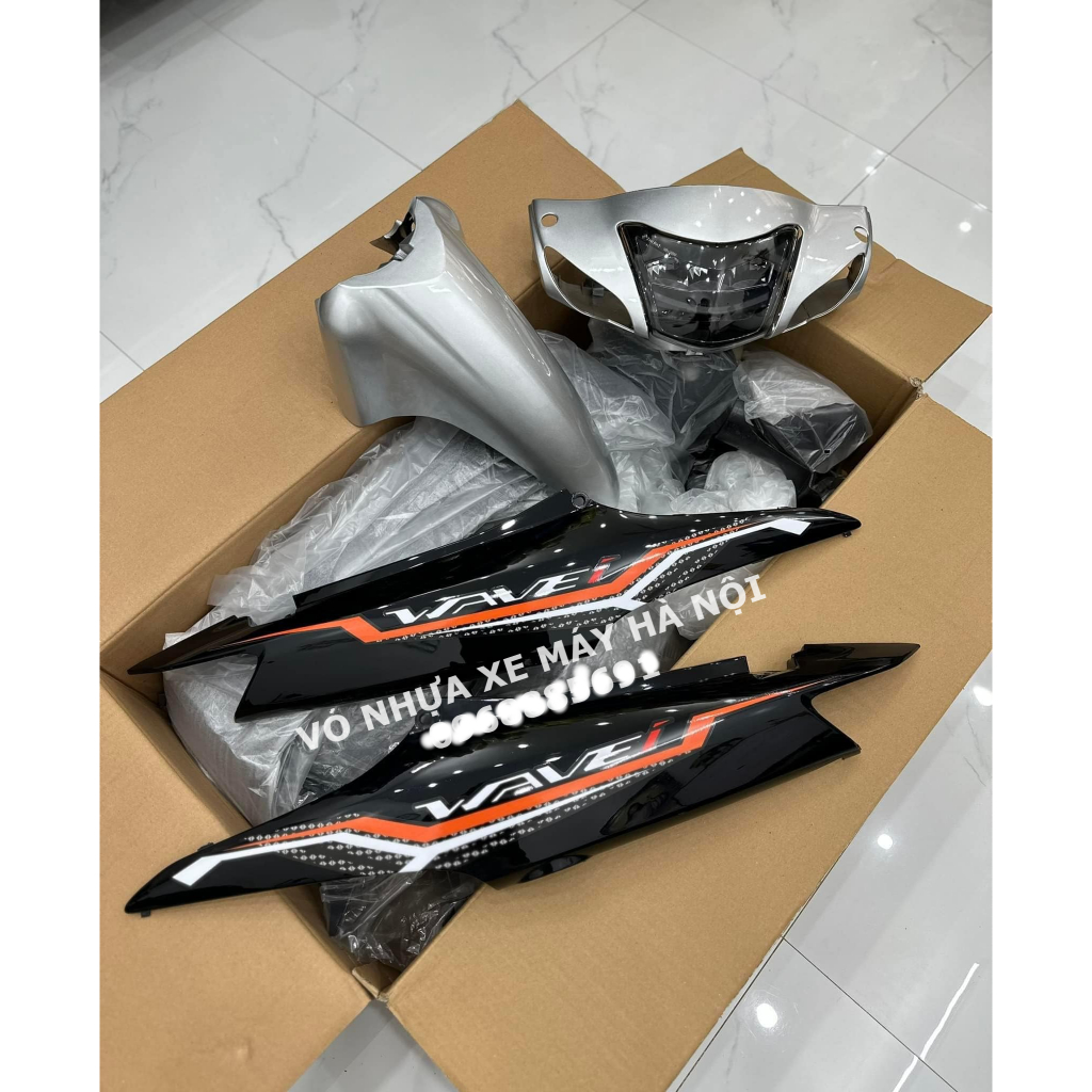 DÀN ÁO WAVE A 50-100CC BẠC PHỐI ĐEN NHỰA CAO CẤP LÒNG TRẮNG ko gồm đèn