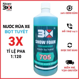 Nước rửa xe bọt tuyết 3x 705 1000ml siêu đậm đặc pha tỉ lệ 1:120