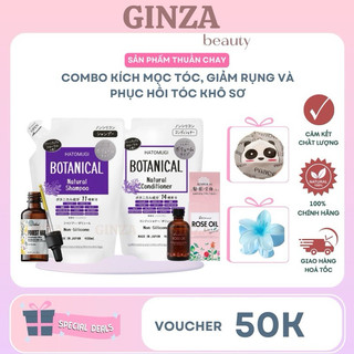 ￼ gội xả hatomugi tím nhật bản + dầu dưỡng rose oil botanical + dầu ủ forest hair phồng tóc phục hồ