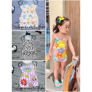 10 màu váy body hai dây hoa thun gân cực xinh cho bé gái