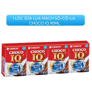 Vỉ 4 hộp sữa lúa mạch sô-cô-la choco iq orion 90ml