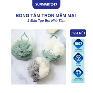 Bông tắm tròn mềm mại 2 màu tạo bọt nhà tắm