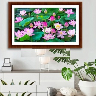 Tranh đính đá đầm sen kt:100x65cm,150x80cm. tranh gắn đá tự đính.