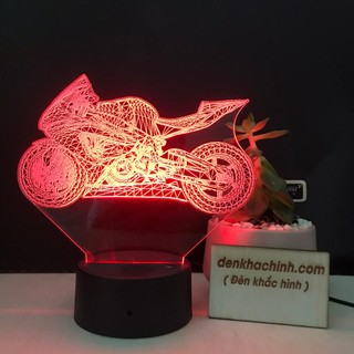 Đèn led 3d trang trí xe mô tô – đèn led mô hình xe mô tô, đèn led decor khắc nội dung theo yêu cầu