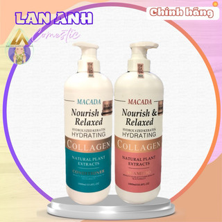 Cặp dầu gội phục hồi Macada collagen 1000ml Chống gàu chống ngứa dưỡng tóc mềm mượt Hương thơm quyến rũ 72h