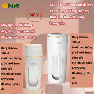 ONR Máy xay sinh tố có thể xay đá 10 lưỡi dao dung tích lớn 340 ml Sạc USB Bảo Hành