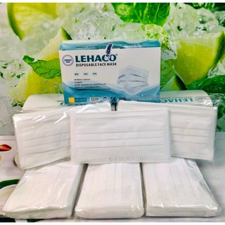 Khẩu trang 4 Lớp Lehaco Màu Trắng kháng khuẩn 50 cái/ hộp - Khẩu trang y tế kháng khuẩn Lehaco