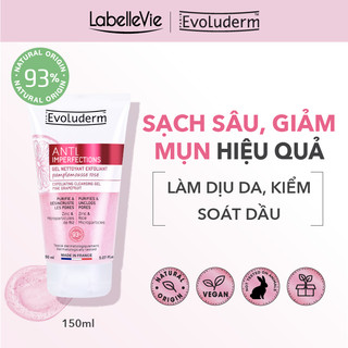 Gel rửa mặt làm sạch sâu, tẩy da chết và giảm mụn chiết xuất Bưởi hồng Evoluderm 150ml (17322)