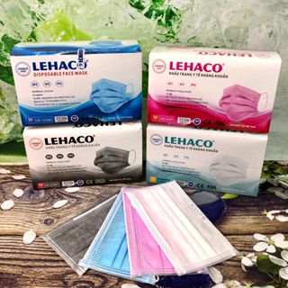 Khẩu trang y tế Lehaco 4 Lớp Màu Hồng / Trắng / Xanh / Xám 50c/H, Khẩu trang y tế kháng khuẩn Lehaco