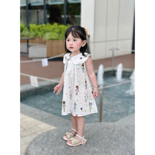Đầm váy sát nách họa tiết hoa nhí cho bé gái chất liệu vải thô lụa mềm mát thấm hút mồ hôi