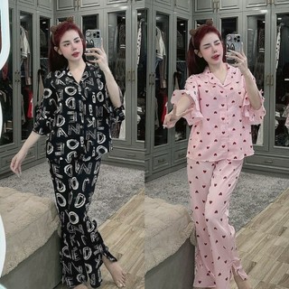 Đồ bộ pizama nữ chất lụa mango cao cấp , from dơi tay bèo,quần sẻ có nơ xinh!