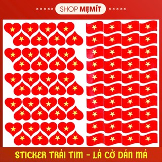 Sticker lá cờ dán má đủ hình trái tim và lá cờ ( giá áp dụng 10 miếng nhỏ)