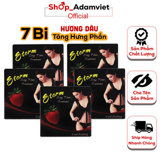 [Combo 5 Hộp] - Bcs STORM 7 Bi Lớn, Hương Dâu Bi Lớn Kich Thích Mạnh Mẽ Cho Phái Nữ. Bao Cao Su Kéo Dài Thời Gian Yêu.