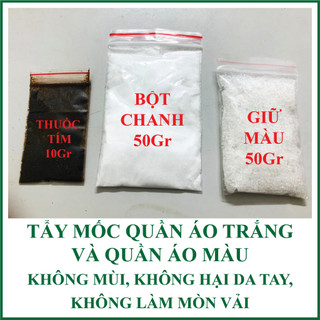 Tẩy Mốc Quần Áo Màu và Trắng Dân Gian Không Hại Da Tay, Gồm Thuốc Tím, Bột Chanh ( axit chanh ), Giữ Màu,Tẩy ố vàng, Mốc