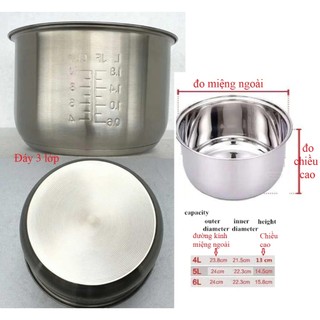 Lòng nồi áp suất Inox 6L - Ruột nồi áp suất Inox 6L Cho Nồi áp suất đa năng lắp lẫn các thương hiệu