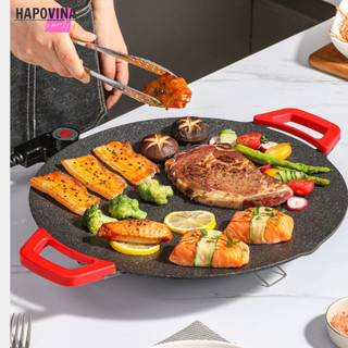 Chảo đá nướng điện chống dính, chảo nướng thịt BBQ phủ đá cao cấp, chảo điện nướng đa năng không cần dầu