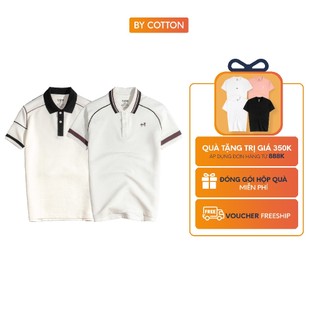 Áo thun nam cao cấp polo gân kem phối by cotton
