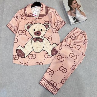 Bộ pijama lụa xước, mango cộc dài cao cấp