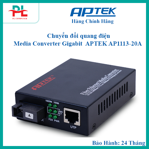 Chuyển đổi quang điện Media Converter Gigabit  APTEK AP1113-20A - Hàng Chính Hãng ( Bảo Hành 24 Thán