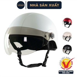 Mũ bảo hiểm nửa đầu có kính chính hãng asia mt-128k hợp nam nữ, nón bảo hiểm 1/2 nữ bảo hành 12 tháng