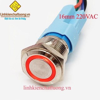 Nút nhấn giữ 16mm hợp kim chống nước có đèn 220VAC (màu đỏ)