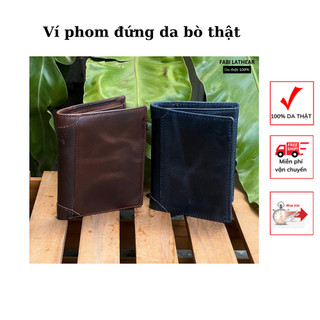 Ví gấp nam phom phom đứng da bò thật vd82