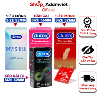 [COMBO 4 Hộp] Bao cao su Durex Performa, Bcs Fertherlite Siêu Mỏng, Pleasuremax, iNViSiBLE Ôm Sát