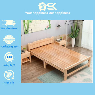 Giường xếp gỗ thông 1m2 và 1m5 tặng kèm đệm , giường gỗ xếp gọn