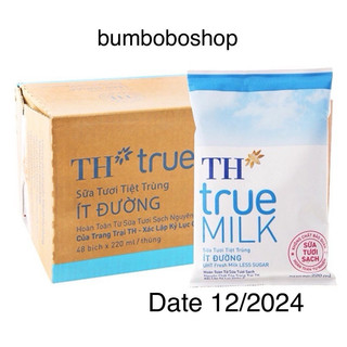 Thùng sữa bịch TH true milk ít đường 220ml - date 12/2024