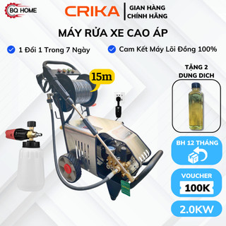 Máy rửa xe Công Nghiệp Crika2000pro,động cơ cảm ưng từ lõi Đồng,Dây bố thép 15M,Bảo hành 1 Năm